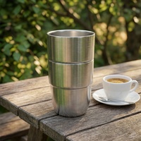 Offre Spéciale – Lot de 4 Tasses à Café Empilables en Acier Inoxydable de 10 oz – Gobelets Isothermes Sous Vide pour Camping et Fêtes en Extérieur