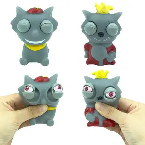 Novo Design Atacado Squeeze Toy Animal Olhos Pop Out Lobo Squeeze Brinquedos