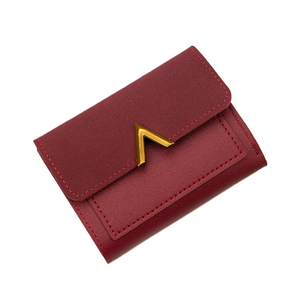 Women's Red PU Leather Purse Ladies Front Pocket <strong>Wallet</strong> with Button Closure Fashionable <strong>Trifold</strong> <strong>Wallets</strong> for Women Money Purses - Product Image 2
