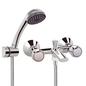 Chrome Plated Brass Material Two Handle Wall Mounted Mixer Shower Faucet