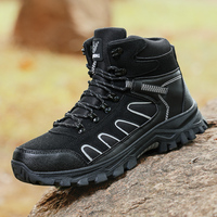 Chaussures de randonnée d'extérieur à tige haute et embout en acier pour hommes, grandes tailles, nouveaux modèles automne-hiver avec isolation polaire supplémentaire et semelle extérieure en caoutchouc