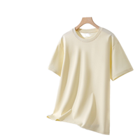 Kaus katun murni lengan pendek untuk pria wanita, T-Shirt longgar setengah lengan pendek warna polos, atasan motif musim panas untuk pria dan wanita