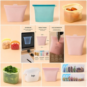 Sac de conservation alimentaire pour réfrigérateur de cuisine, LOGO personnalisable, grande capacité, réutilisable, en silicone platine. - Product Image 4