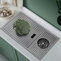 Évier de cuisine intelligent multifonction numérique en acier inoxydable SUS 304 avec cascade et technologie Nano
