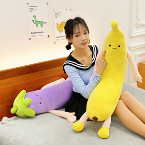 Coussin de corps long en peluche en forme de banane et d'aubergine, motif dessin animé, mignon, pour le sommeil et le soutien corporel complet - Product Image 6