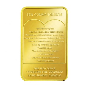 Lingotto d'Oro Puro 24k FS-Craft con Incisione dei Dieci Comandamenti di Gesù Cristo Placcato Oro - Product Image 4