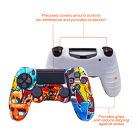Coque de protection fine en silicone et caoutchouc à impression par transfert d'eau personnalisée à faible MOQ pour manette de jeu PS4 Dualshock 4