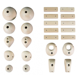 Cheap high quality kids and adults outdoor climbing wall use wooden climbing holds kit for kids 24in1