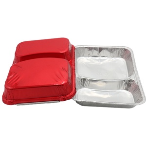 Có thể tái chế hai compartmental thuôn dài Takeaway vuông Aluminum foil container - Product Image 1