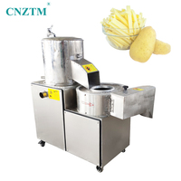 Aardappel Schil- en Snijmachine met Motor 220V 68kg Hoge Capaciteit 150kg/uur Snijden in Plakjes/Stokjes/Dobbelstenen voor Fruit & Groenten