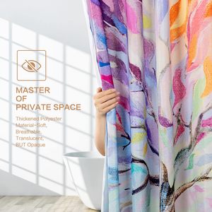 Customizable Colored Seasons <b>Tree</b> Oil Painting Shower <b>Curtain</b> with 12 Hooks PVC & Peva Material Home Bathroom Decor in Stock - Product Image 4