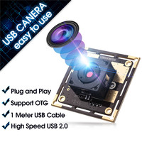 Mini cámara web USB con enfoque automático, módulo de cámara OV5640 de 5MP con lente de 45 grados y cable USB de 1m