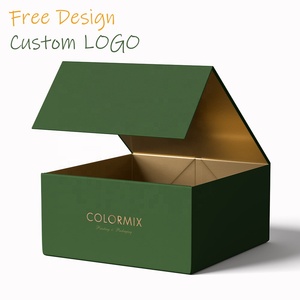 Luxury Dark Green Folding Foldable Paper Box Custom Packaging Box Black Jewelry Product Magnetic Paper Gift Box Packaging