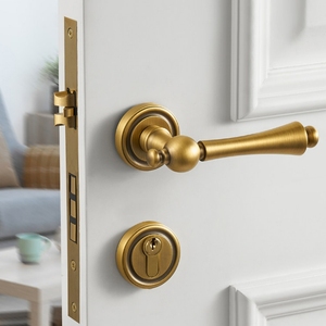Pure Brass Bedroom Wooden <strong>Door</strong> Lock Textured Magnetic Silent Interior Brass Lockset <strong>Door</strong> Handle Home Furniture Hardware <strong>Bar</strong> - Product Image 2