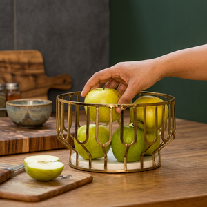 Corbeille à fruits ronde moderne 21x14x8cm – Conteneur de rangement de cuisine durable pour aliments, conception soudée à un seul niveau - Product Image 4