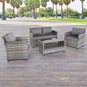Fabrication de gros Ensemble de <span class=keywords><strong>4</strong></span> tables et <span class=keywords><strong>chaises</strong></span> en <span class=keywords><strong>rotin</strong></span> pour le loisir et la conversation avec pieds en plastique - Product Image 3