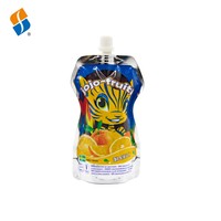 Op maat gemaakte bedrukte, food grade, glanzende aluminiumfolie plastic doypack zakken met uitgiettuit voor fruit sap verpakkingen, speciale vorm uitgiettuit pouch