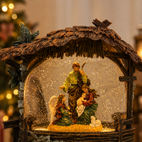 Beleuchtete Weihnachtskrippe LED Schneekugel Laterne Tragbare Heilige Familie Wasserglitzer-Licht für Innendekoration