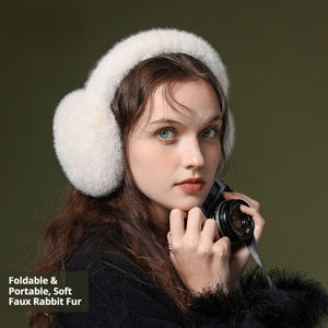 Orejeras Cálidas de Otoño e Invierno, a Prueba de Viento, de Terciopelo, Plegables, Imitación de Piel de Conejo, de Felpa - Product Image 1