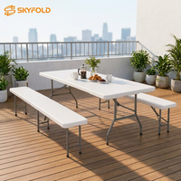 Ensemble table et banc pliables en plastique pour enfants, robustes, peu encombrants, faciles à nettoyer, pour jardin et jeux en plein air