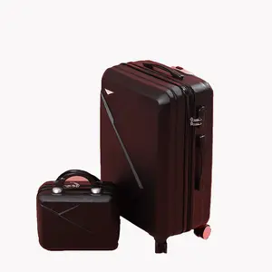 20 дюймов abs pc Спиннер двойной tsa замок ручной чемодан 3 черный чемодан маленький чехол водонепроницаемый пластиковый дорожный ящик