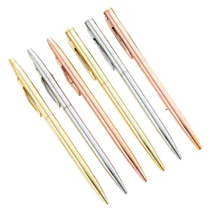 저렴한 사용자 정의 펜 고급 레이저 사용자 정의 브랜드 로즈 골드 슬림 볼펜 얇은 호텔 용품 프로모션 펜