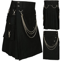 Jupe pour homme en vente flash, jupe plissée à chaîne pour homme, noire, grande taille, style écossais festif punk, kilt traditionnel pour les fêtes, costume masculin
