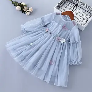 1-10 tahun butik pakaian bayi 3D bunga balita Vestidos De Nia putri Prom anak-anak lengan penuh gaun kasual untuk musim gugur