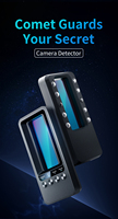 Détecteur de caméra cachée et de microphone Comet avec filtre optique, pour la sécurité domestique, en ABS+Verre durable, noir, avec avertisseur sonore et vibration