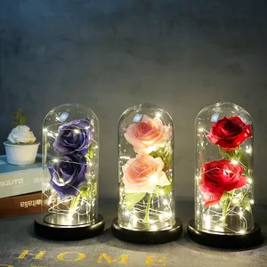 Pabrik Grosir Souvenir Mawar Buatan Hadiah Hari Valentine Natal Yang Diawetkan Sabun Mawar Bunga Mawar Abadi LED
