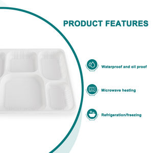 Contenedor de comida desechable de almidón de maíz, bandeja de 9 compartimentos para sacar plato redondo, bandeja de fruta blanca, paquete combinado Thali - Product Image 3