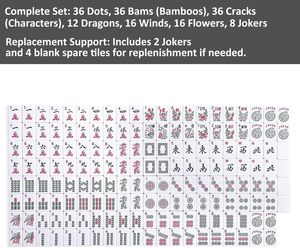 Juego de Mahjong Americano Blanco Completo de 166 Piezas, Tamaño Portátil para Viajes, Juego de Mesa Clásico, Estratégico y Divertido para Adultos - Product Image 5