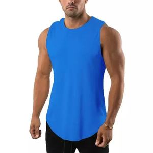 เสื้อกล้ามออกกำลังกายผู้ชาย ผ้าฝ้ายพีมา 100% 160GSM ทรงสปอร์ต ชายโค้งมน เสื้อผ้าสำหรับออกกำลังกายและเสื้อเข้ารูปโชว์กล้าม - Product Image 4