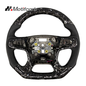 Volante de fibra de carbono forjado plateado personalizado para GMC Sierra 1500 SLE Denali Rocky Ridge y Chevrolet Silverado 1500 LTZ Z71 - Product Image 1