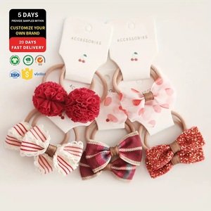 10 pz tessuto colorato carino fiocco fatto a mano <span class=keywords><strong>con</strong></span> elastico per bambine - Product Image 1