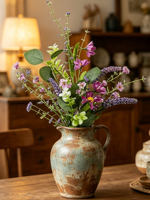 Bouquet de fleurs artificielles mélangées avec eucalyptus, tiges de fleurs sauvages artificielles pour vase de maison, décoration de mariage et de ferme