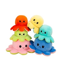 Peluche poulpe douce et mignonne, oreiller en peluche, poupées personnalisées, double face, peluche réversible, animaux en peluche, jouets en peluche