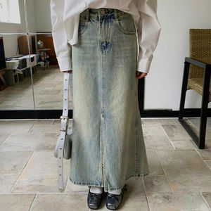 Jupe française à queue de poisson taille haute, robe rétro vintage pour femme âgée, pour le printemps, l'été, l'automne, l'hiver, décontractée, ample, en tissu denim - Product Image 6