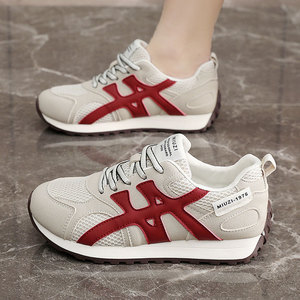 2025 New Women's Sports Casual Walking Style Shoes Breathable Thin Sole with Height Increase Toe Korean Design Color Matching - Product Image 4