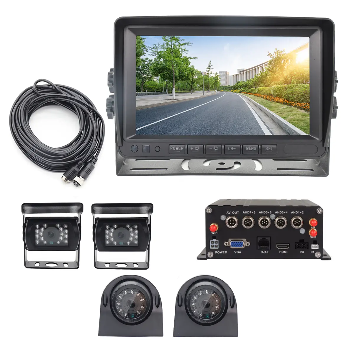 Surveillance de véhicule Télécommande BUS Camion CCTV DVR 4CH 8CH 1T 2T 4G GPS MDVR Écran Caméra de vision nocturne Système DVR mobile