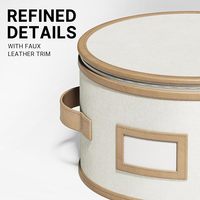 Ensemble de rangement 5 pièces en lin pour vaisselle, organiseur en tissu zippé pour assiettes, tasses et bols, OEM personnalisé avec poignées et étiquettes