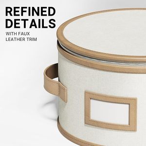 Juego de 5 piezas de almacenamiento de vajilla de lino, organizador de tela <span class=keywords><strong>con</strong></span> <span class=keywords><strong>cremallera</strong></span> para platos, tazas y cuencos, OEM personalizado <span class=keywords><strong>con</strong></span> asas y etiquetas - Product Image 4