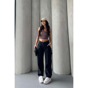 Pantalon de costume pour femme avec pochette, style baggy, jean confortable pour tous les jours - Product Image 2