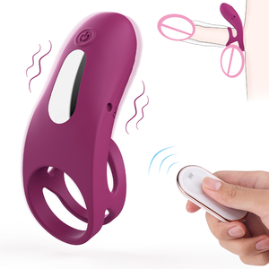 Anneau vibrant double en silicone S-hande pour gland et pénis – Vibradores Para Hombres – Anneaux péniens pour hommes - Product Image 1