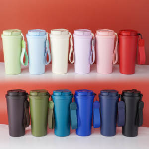 Em estoque 750ml Copo De Aço Inoxidável Isolados Térmicos Copos De Café Leakproof Caneca De Viagem De Café Com 2 em 1 Tampa com corda - Product Image 1
