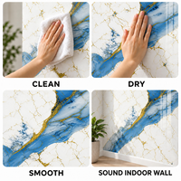 Papier peint en marbre blanc bleu or, 2,3 mm PET IXPE Foam, feuilles de 60x90 cm pour les murs décoratifs de la chambre