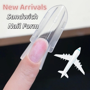Nouveau design – Moules à <span class=keywords><strong>ongles</strong></span> transparents double forme pour extension rapide – Embouts en gel ABS pour manucure française - Product Image 1