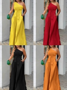 Mới Nhất Thiết Kế Jumpsuit Phụ Nữ V Không Tay Backless Pleated Rộng Chân Jumpsuit Phụ Nữ Thanh Lịch Mùa Hè Jumpsuits - Product Image 2