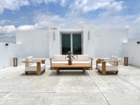 Ensemble de canapés de jardin en teck classique et moderne, couleur et taille personnalisables, garantie 1 an, pour fermes, cours, hôtels, parcs, villas et jardins.