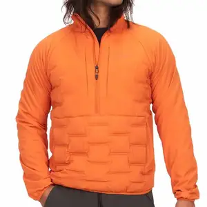OEM Custom Design Oversized Mens 1/2 Zip Pullover Quilted Jacket Lightweight Winter Down Puffer Jacket For Men